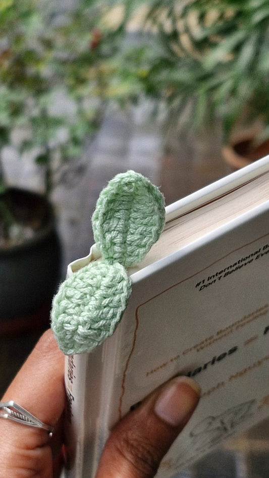 Mint green leaf crochet bookmark