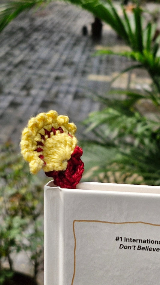 Yellow & red crochet bookmark