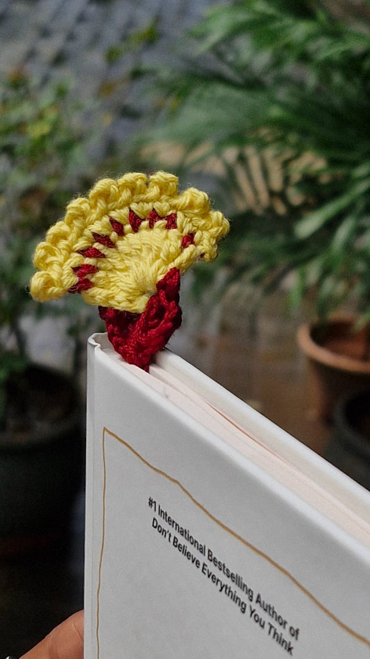 Yellow & red crochet bookmark