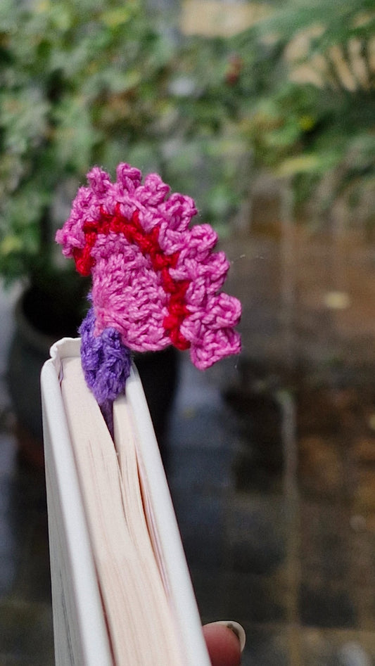 Pink & purple flower crochet bookmark