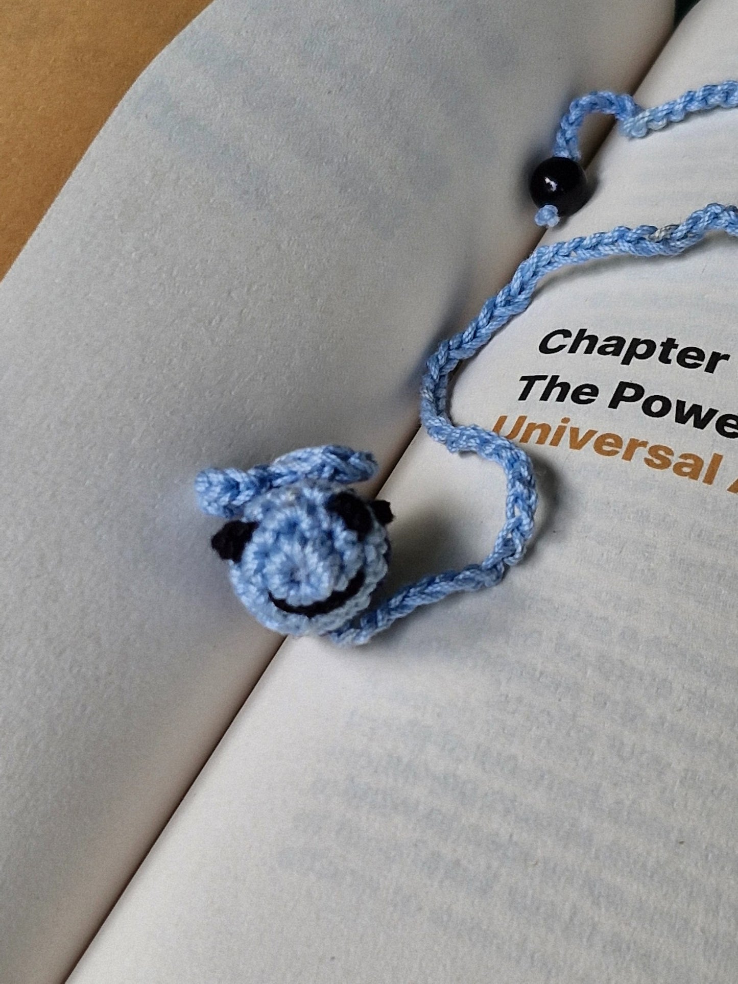 LIght Blue Honeybee crochet bookmark