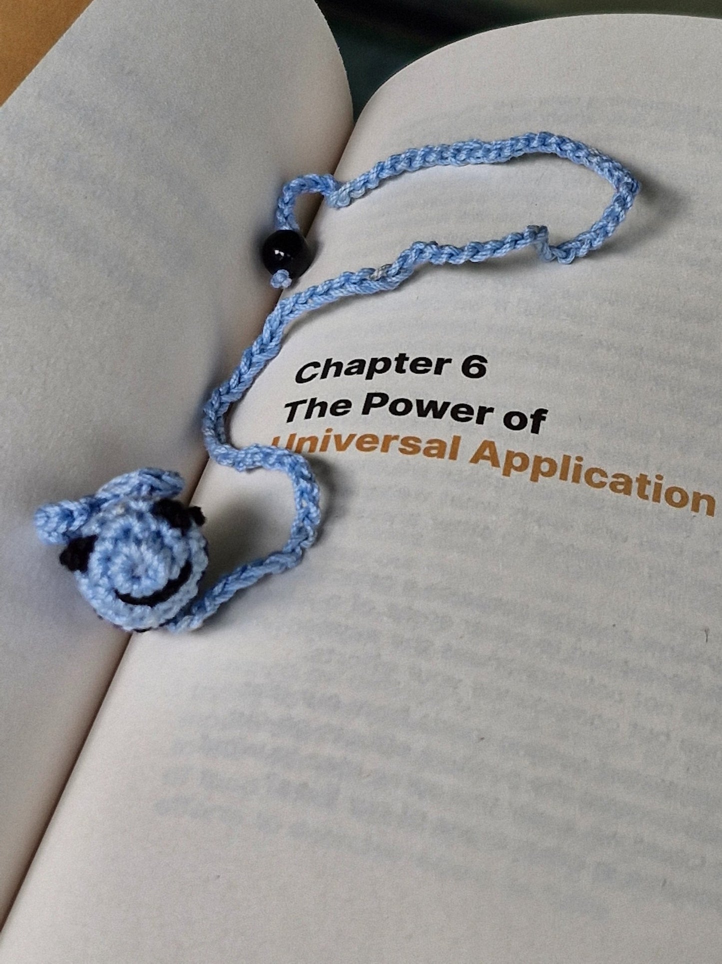 LIght Blue Honeybee crochet bookmark