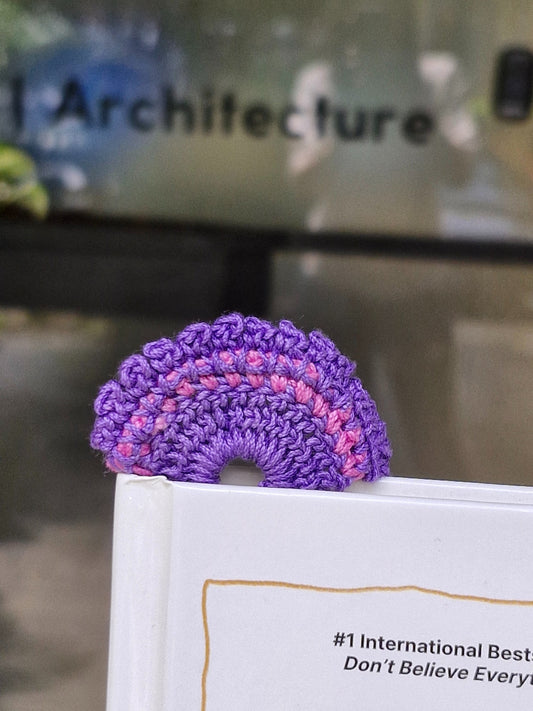 Purple flower crochet bookmark