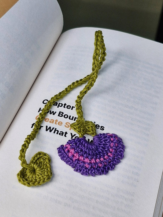 Purple flower crochet bookmark