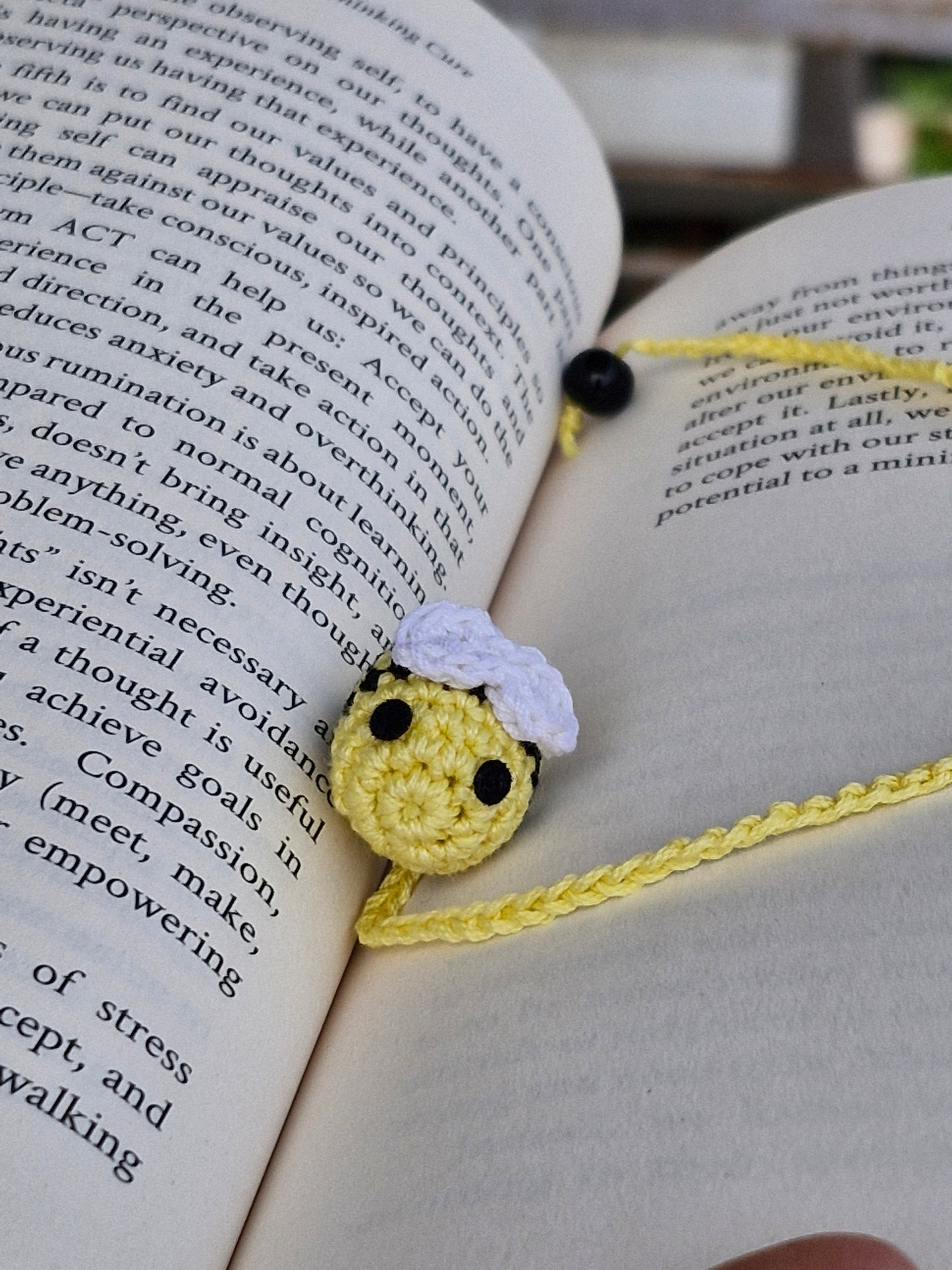 Yellow Honeybee crochet bookmark