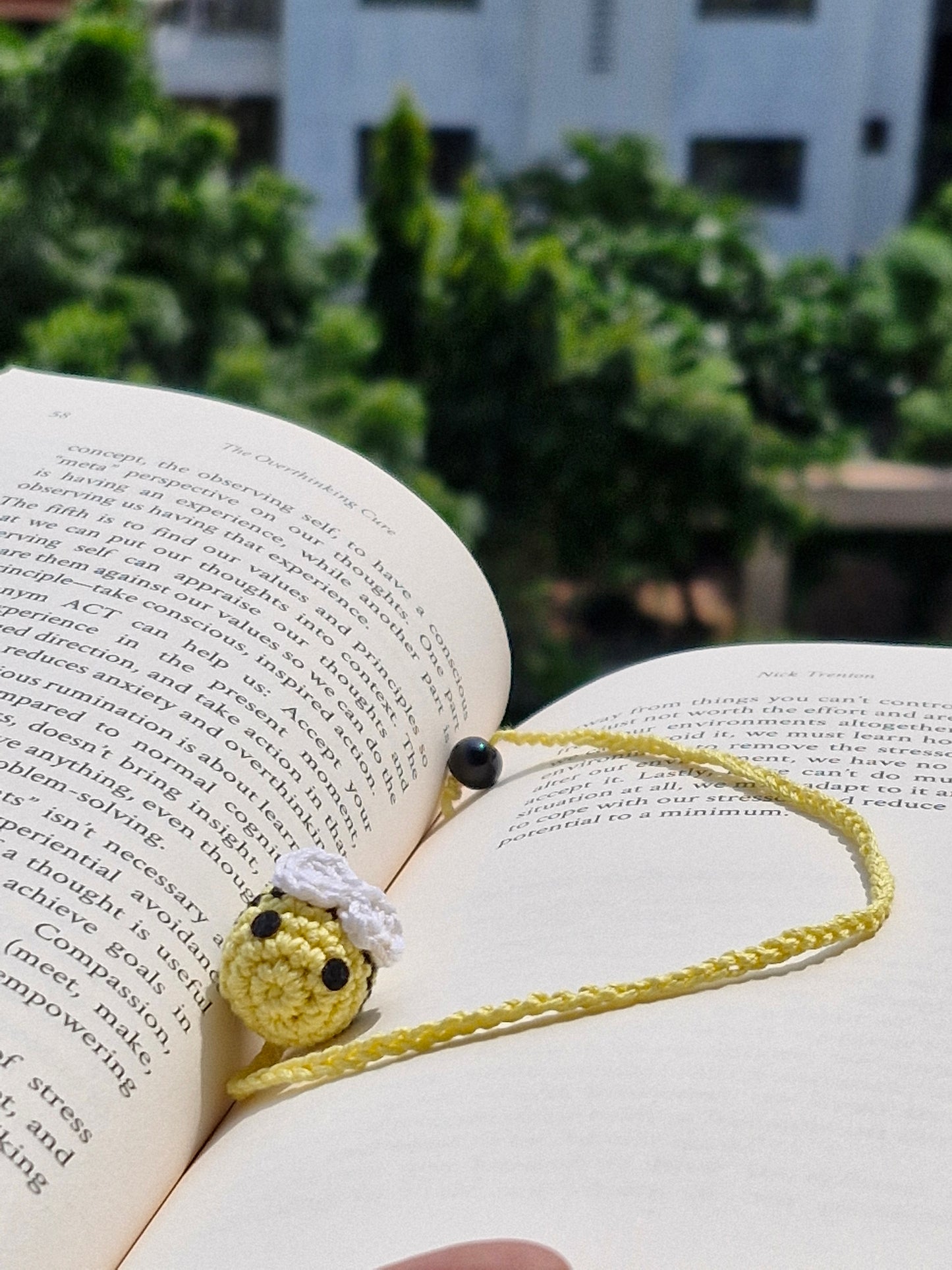 Yellow Honeybee crochet bookmark
