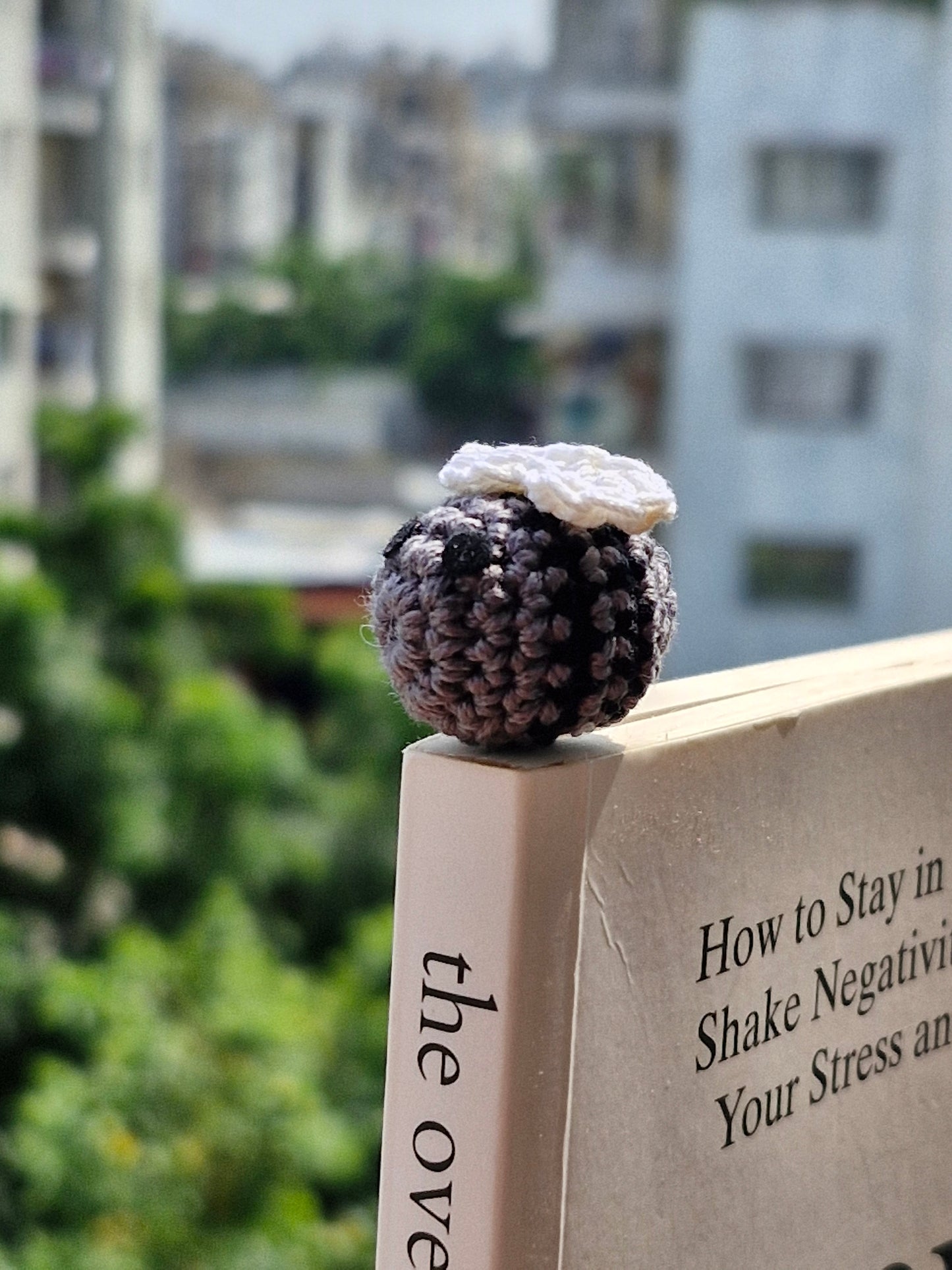 Grey Honeybee crochet bookmark
