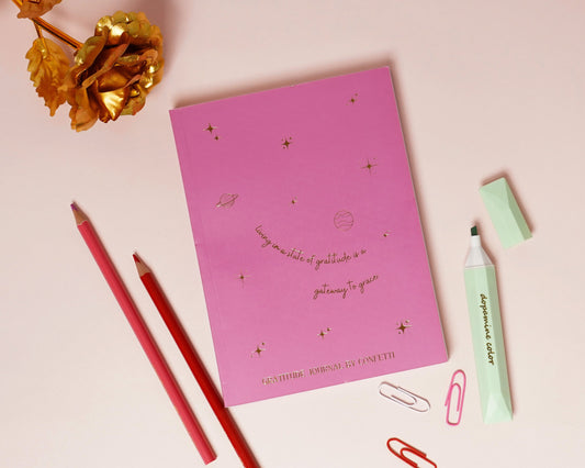 Pink With Gold Leafing Gratitude Journal