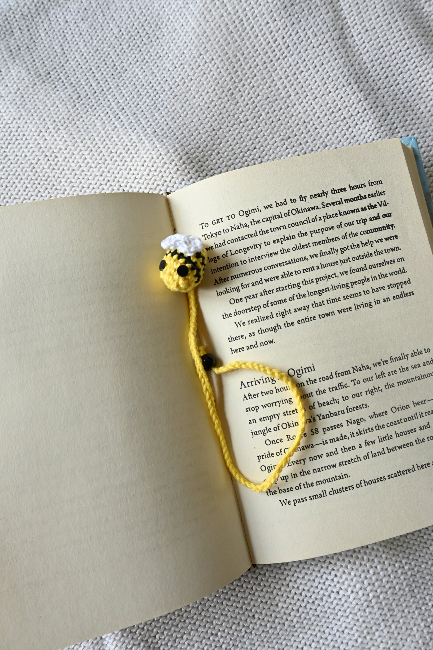 Yellow Honeybee crochet bookmark