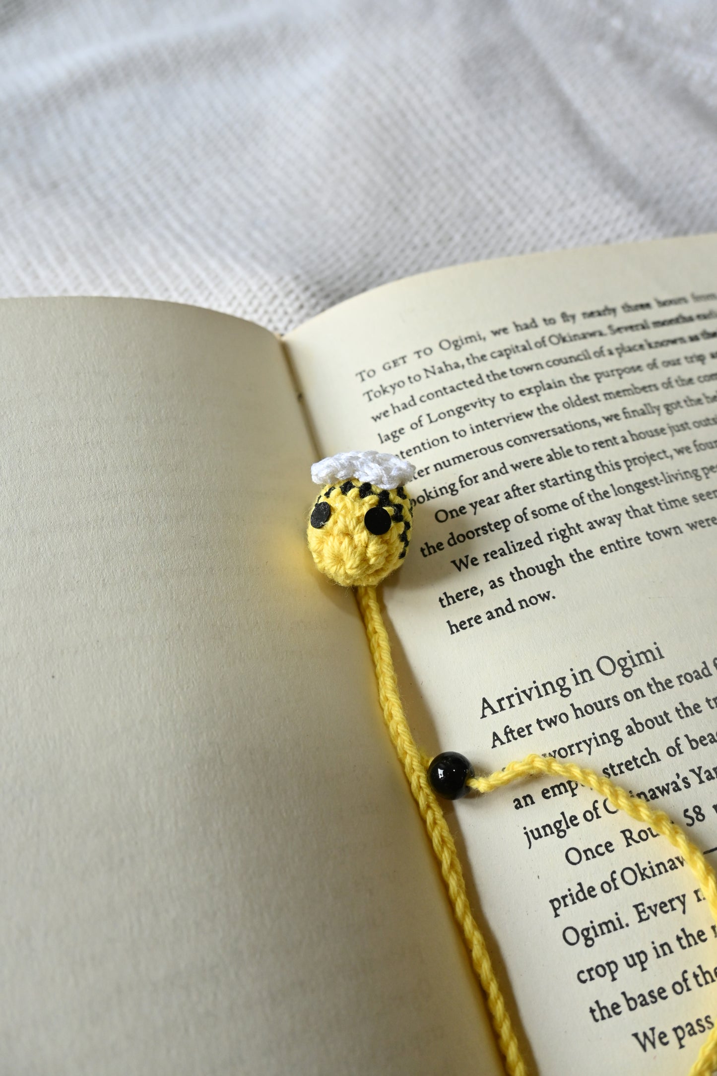 Yellow Honeybee crochet bookmark