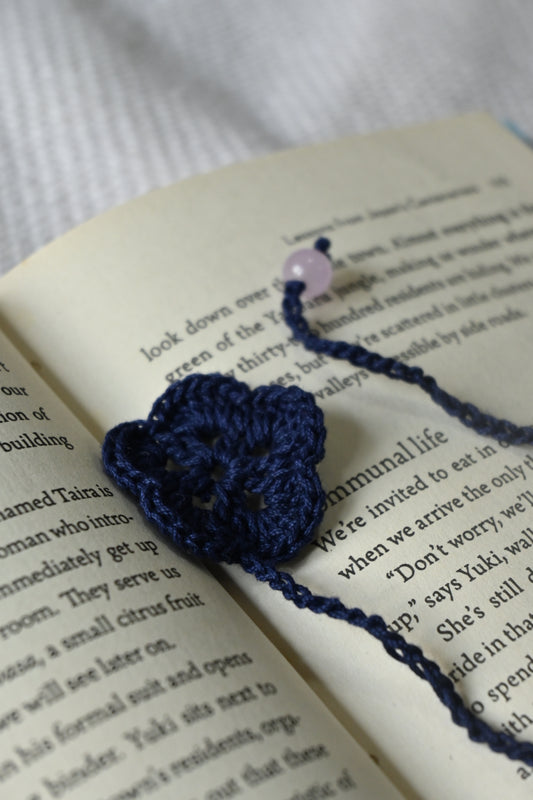Navy Blue Flower crochet bookmark