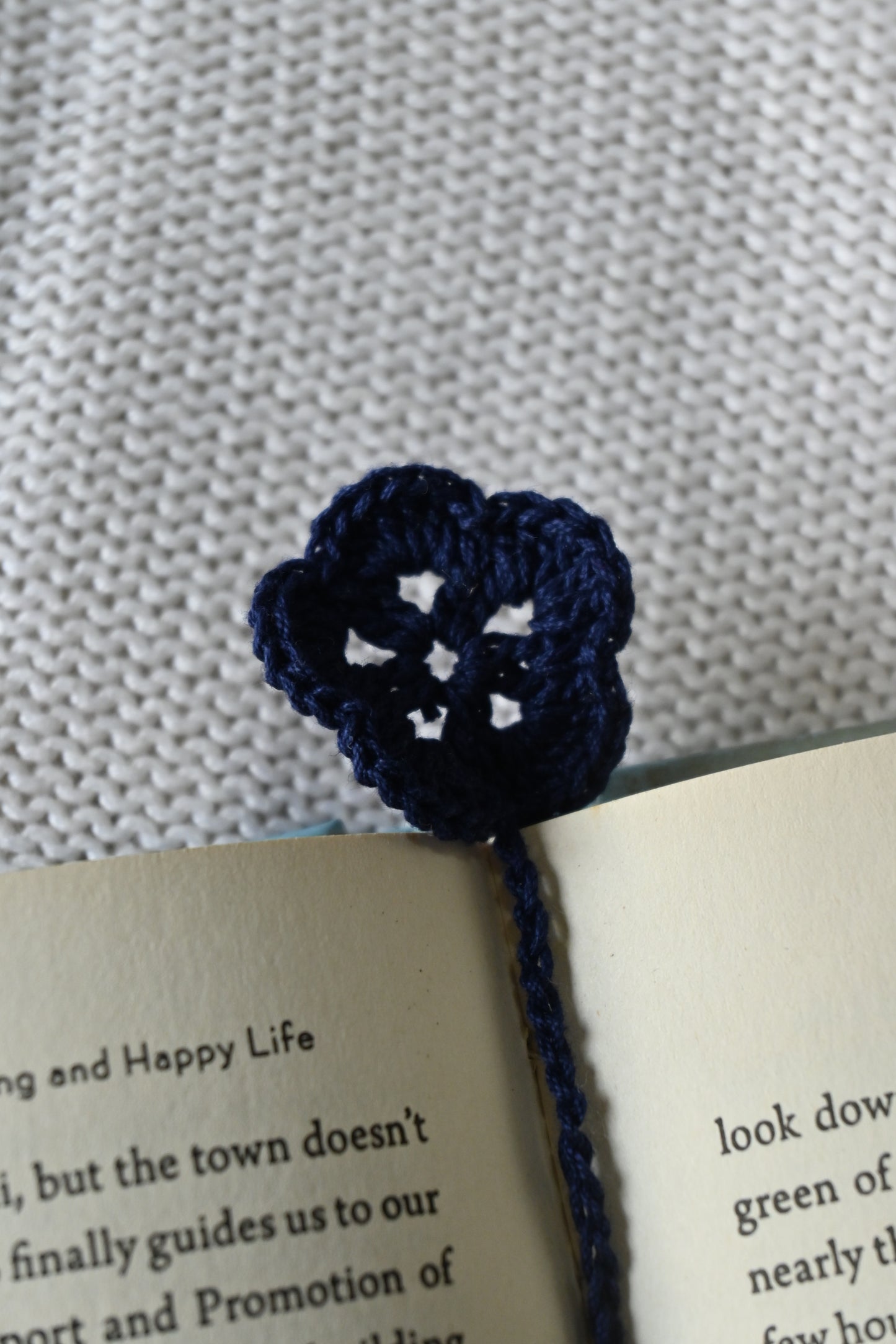 Navy Blue Flower crochet bookmark