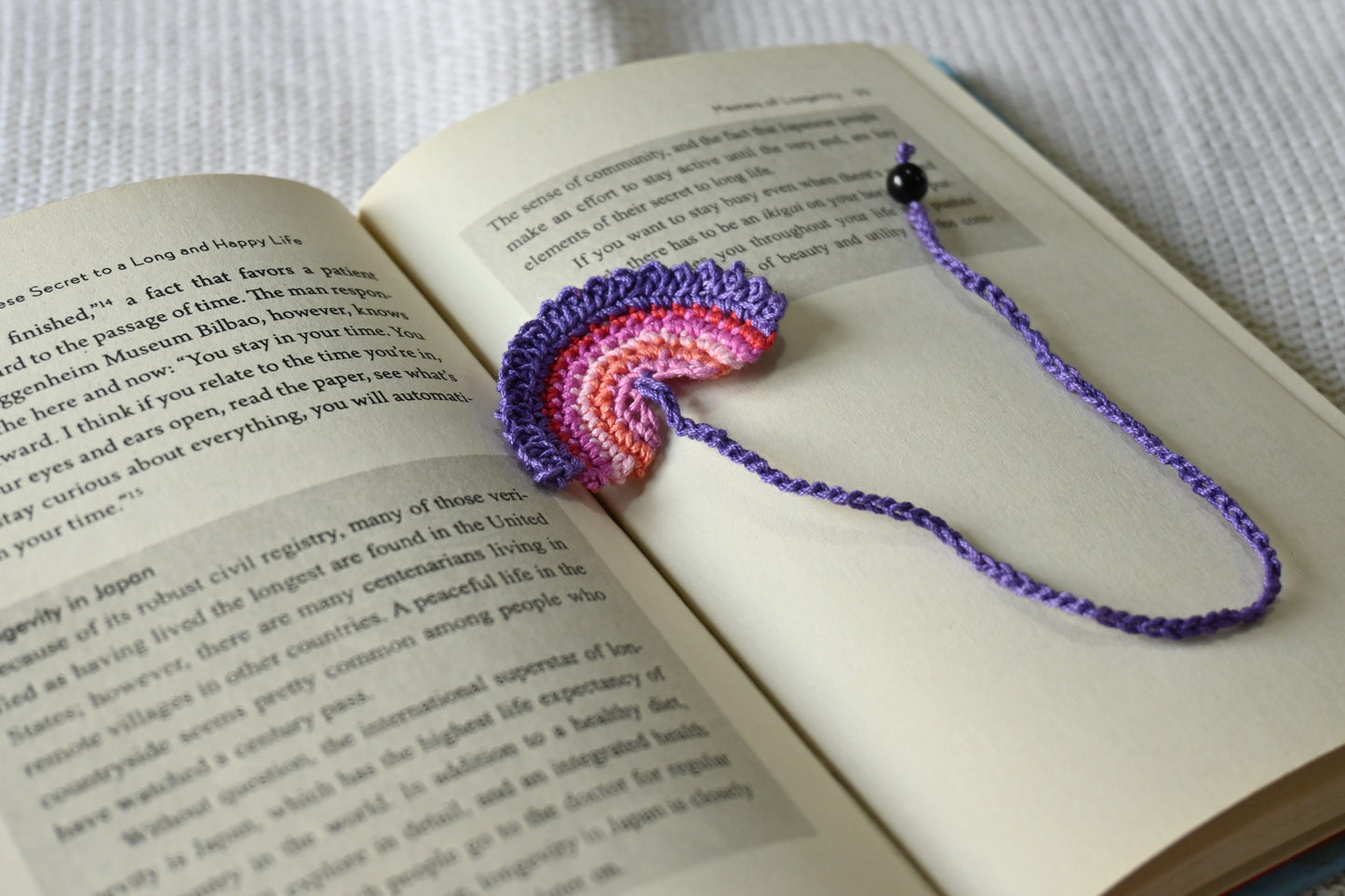 Purple Rainbow crochet bookmark