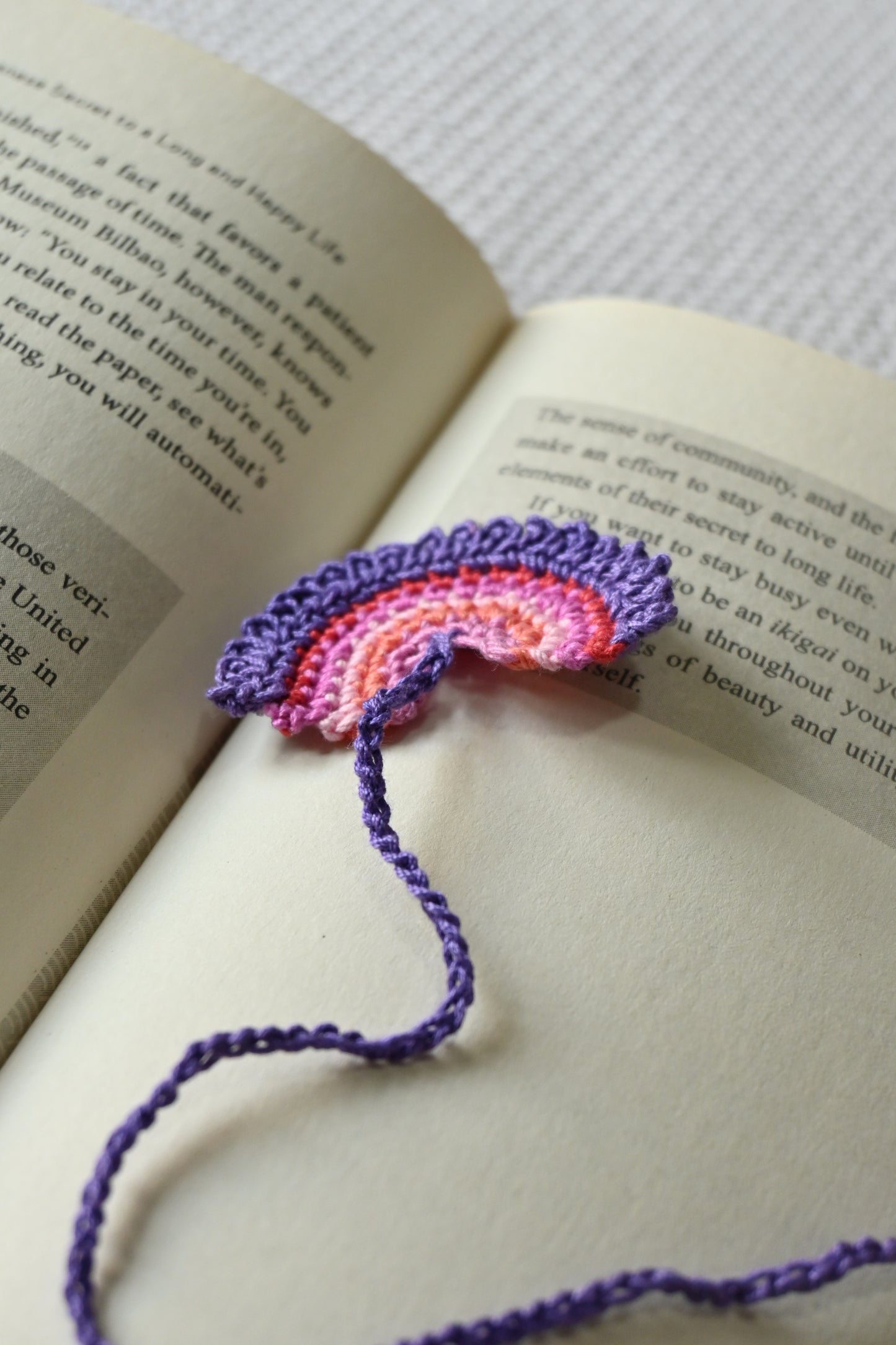 Purple Rainbow crochet bookmark