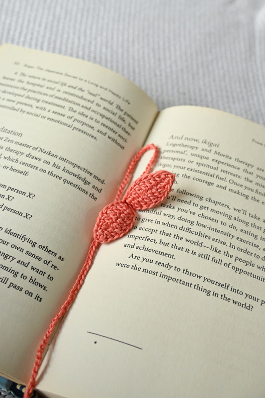 Peach Leaf crochet bookmark