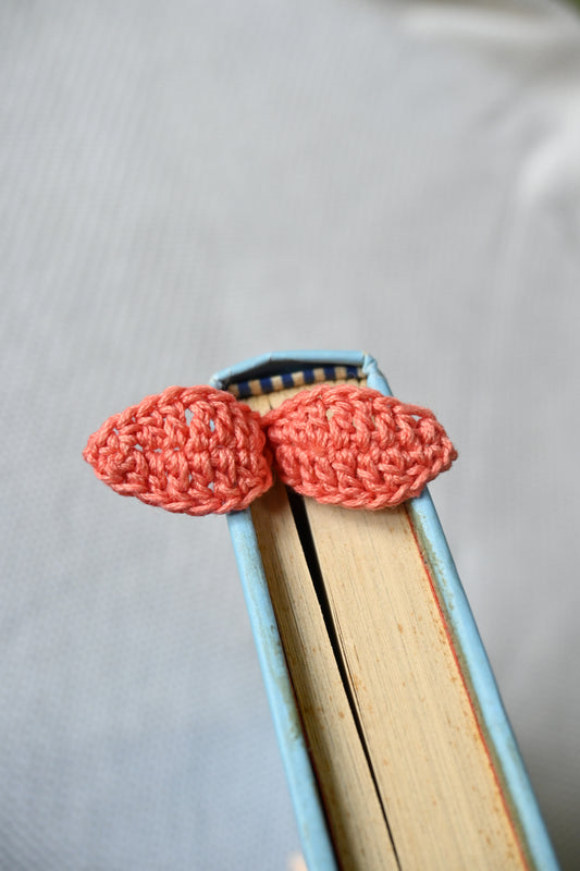 Peach Leaf crochet bookmark