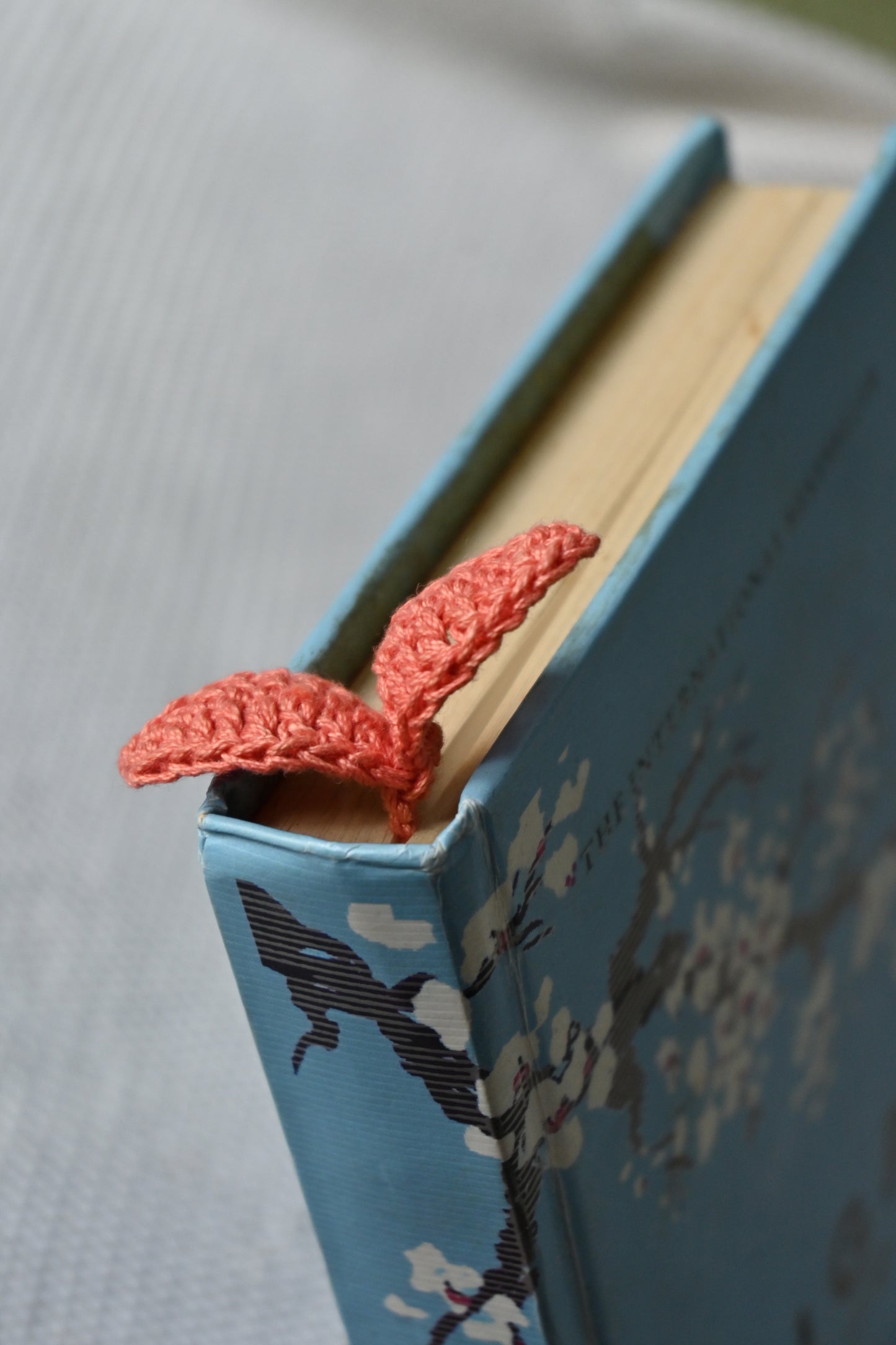 Peach Leaf crochet bookmark