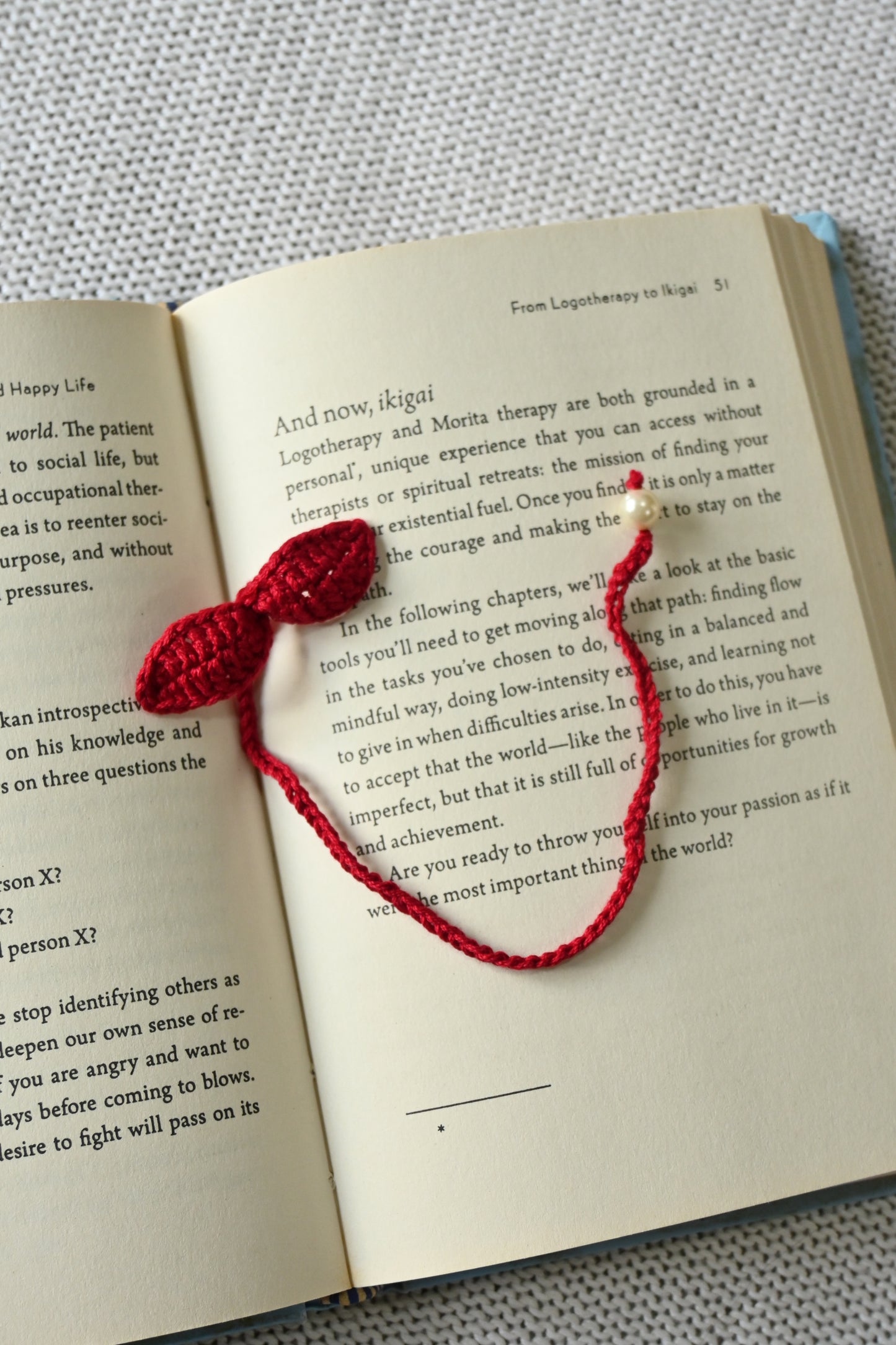 Red Leaf crochet bookmark