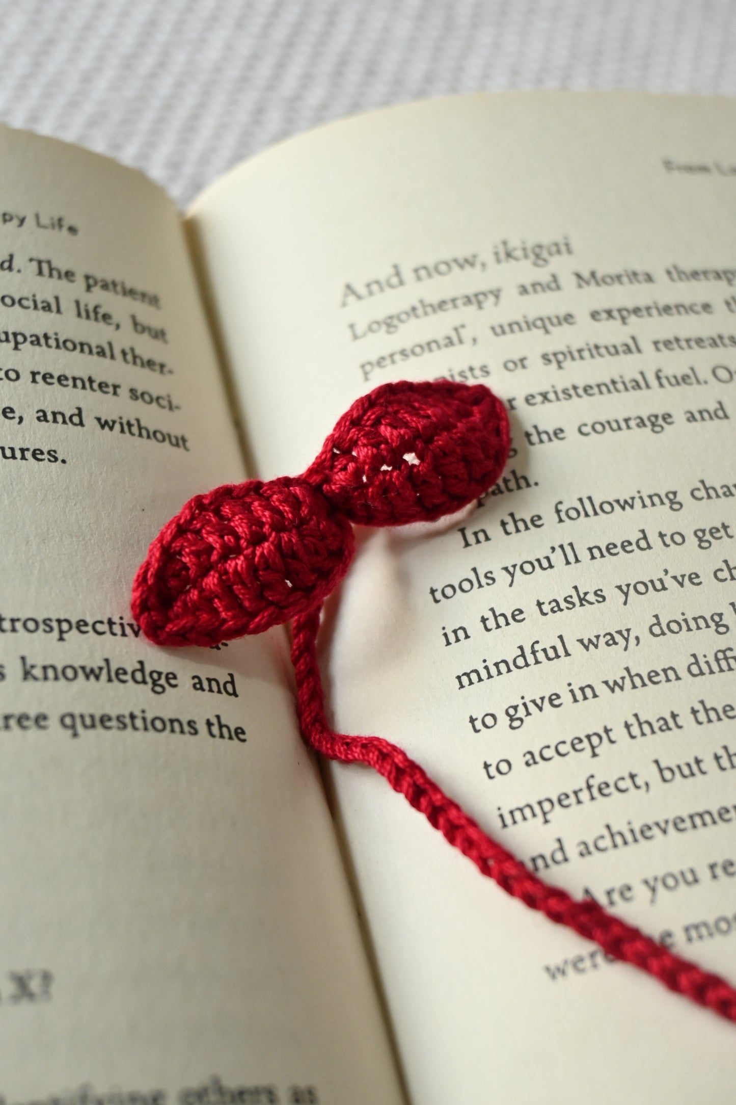 Red Leaf crochet bookmark