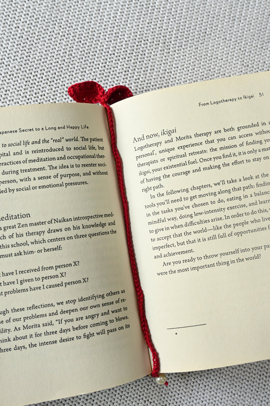 Red Leaf crochet bookmark