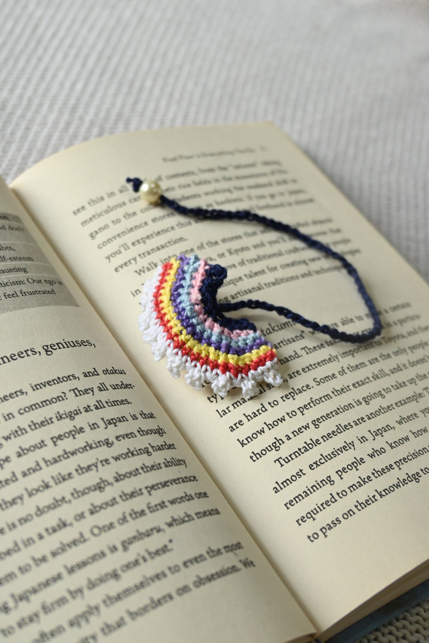 Rainbow Colour crochet bookmark