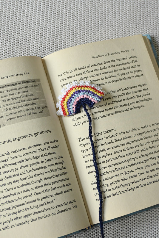 Rainbow Colour crochet bookmark