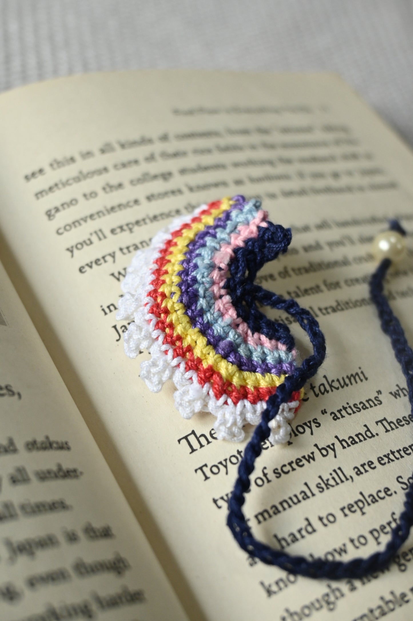 Rainbow Colour crochet bookmark