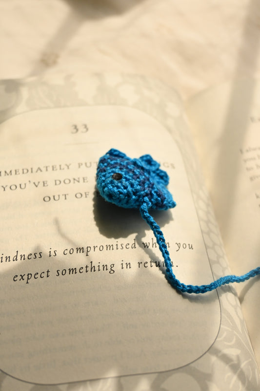 Blue Fish crochet bookmark