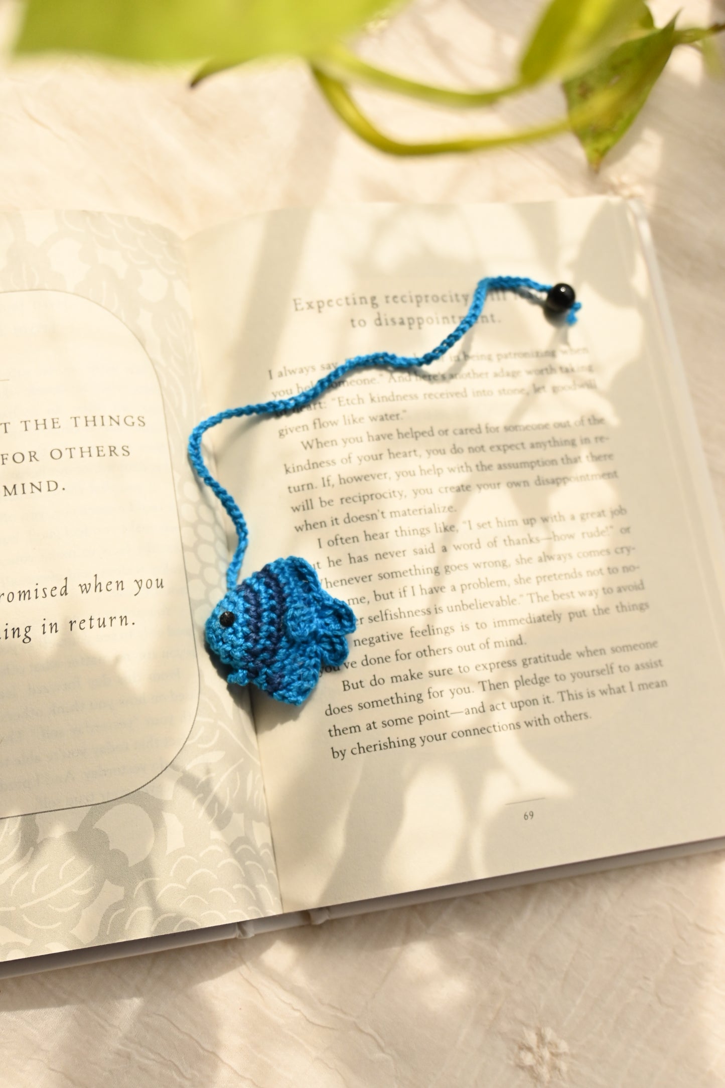 Blue Fish crochet bookmark