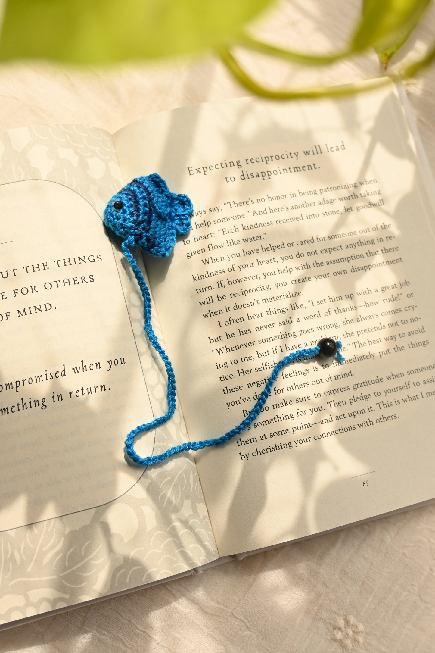 Blue Fish crochet bookmark