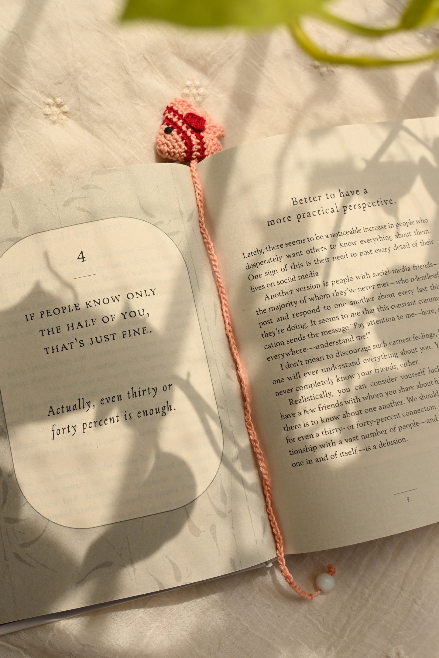 Peach Pink crochet bookmark