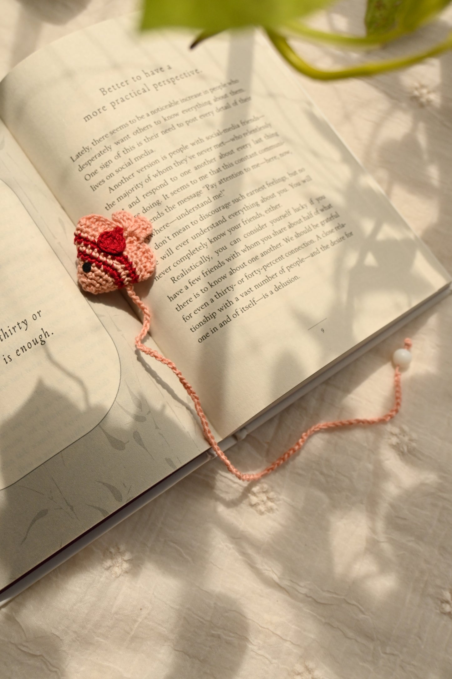 Peach Pink crochet bookmark