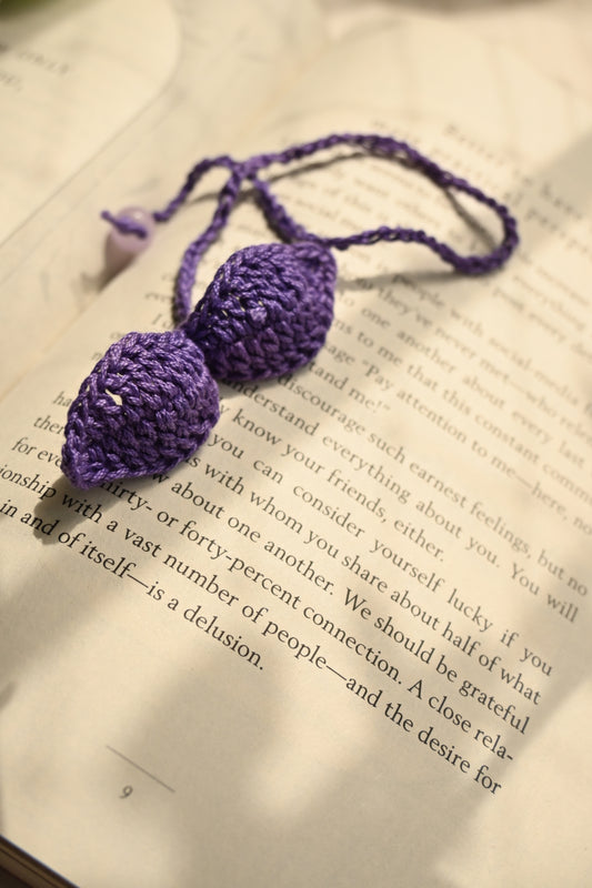 Purple leaf crochet bookmark