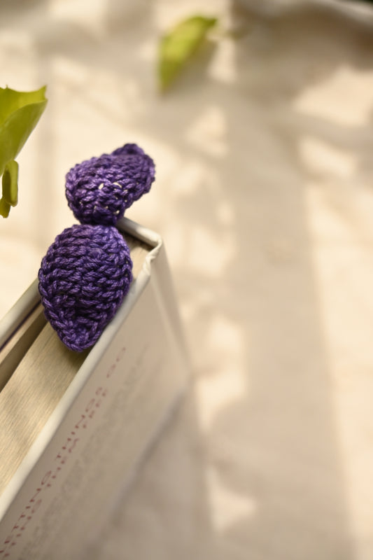 Purple leaf crochet bookmark