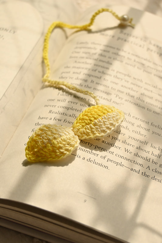 Yellow & White leaf crochet bookmark