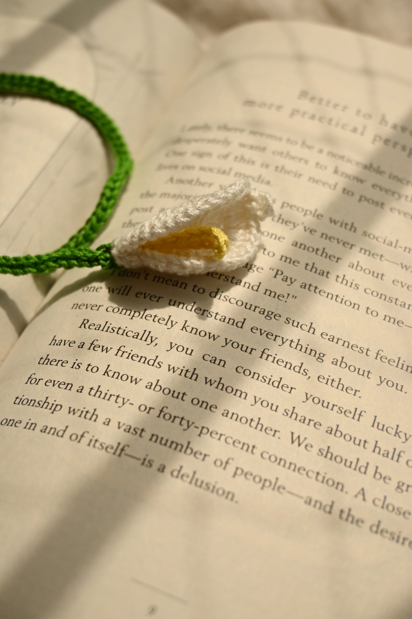 White Flower leaf crochet bookmark