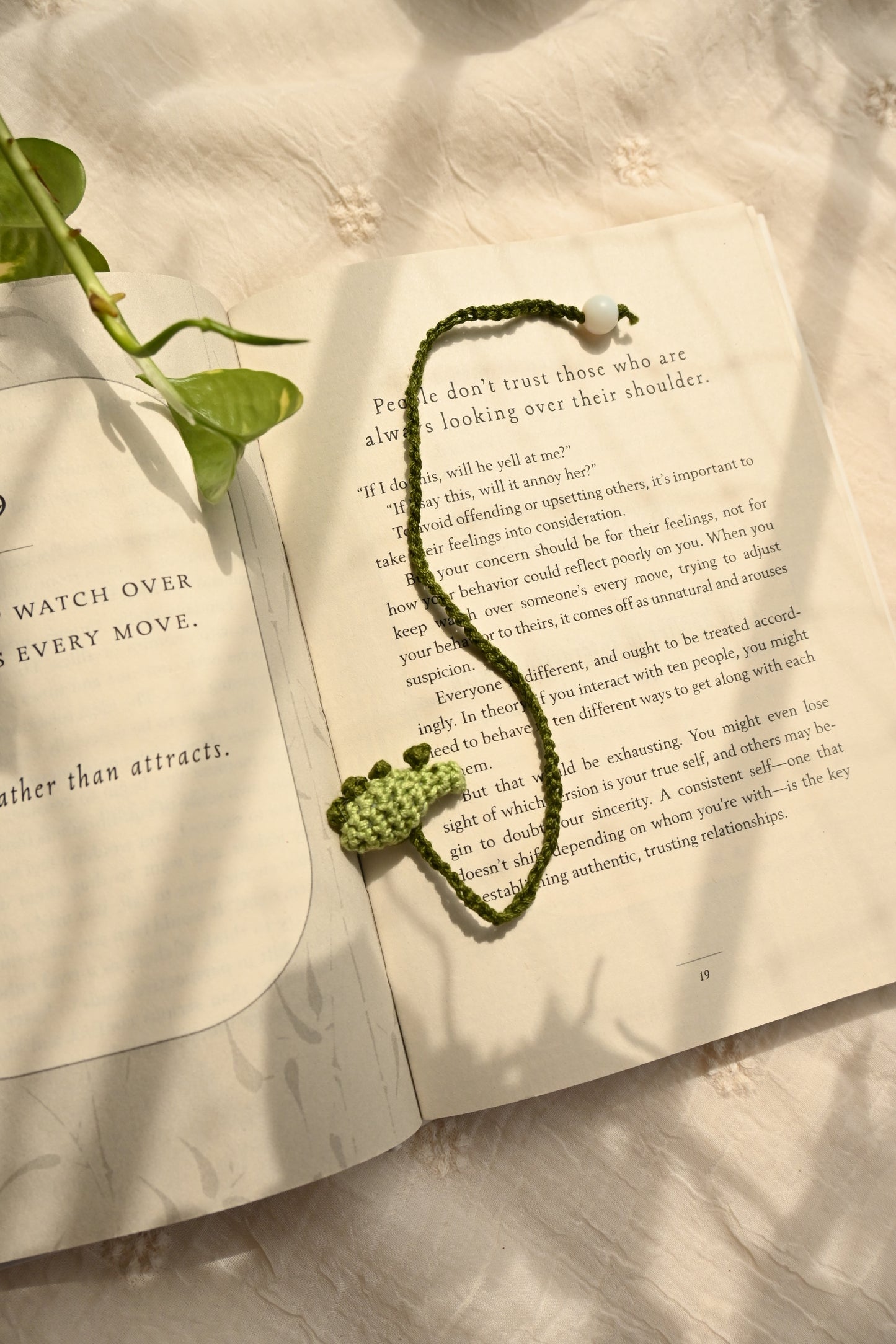 Green Tulip Crochet Bookmark