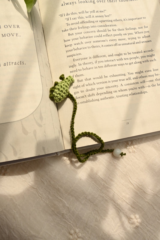 Green Tulip Crochet Bookmark