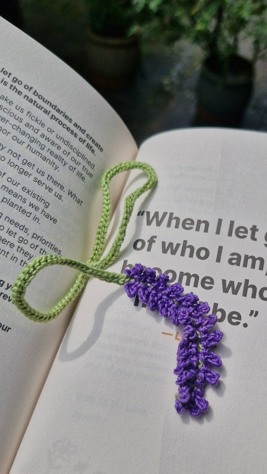 Purple crochet bookmark