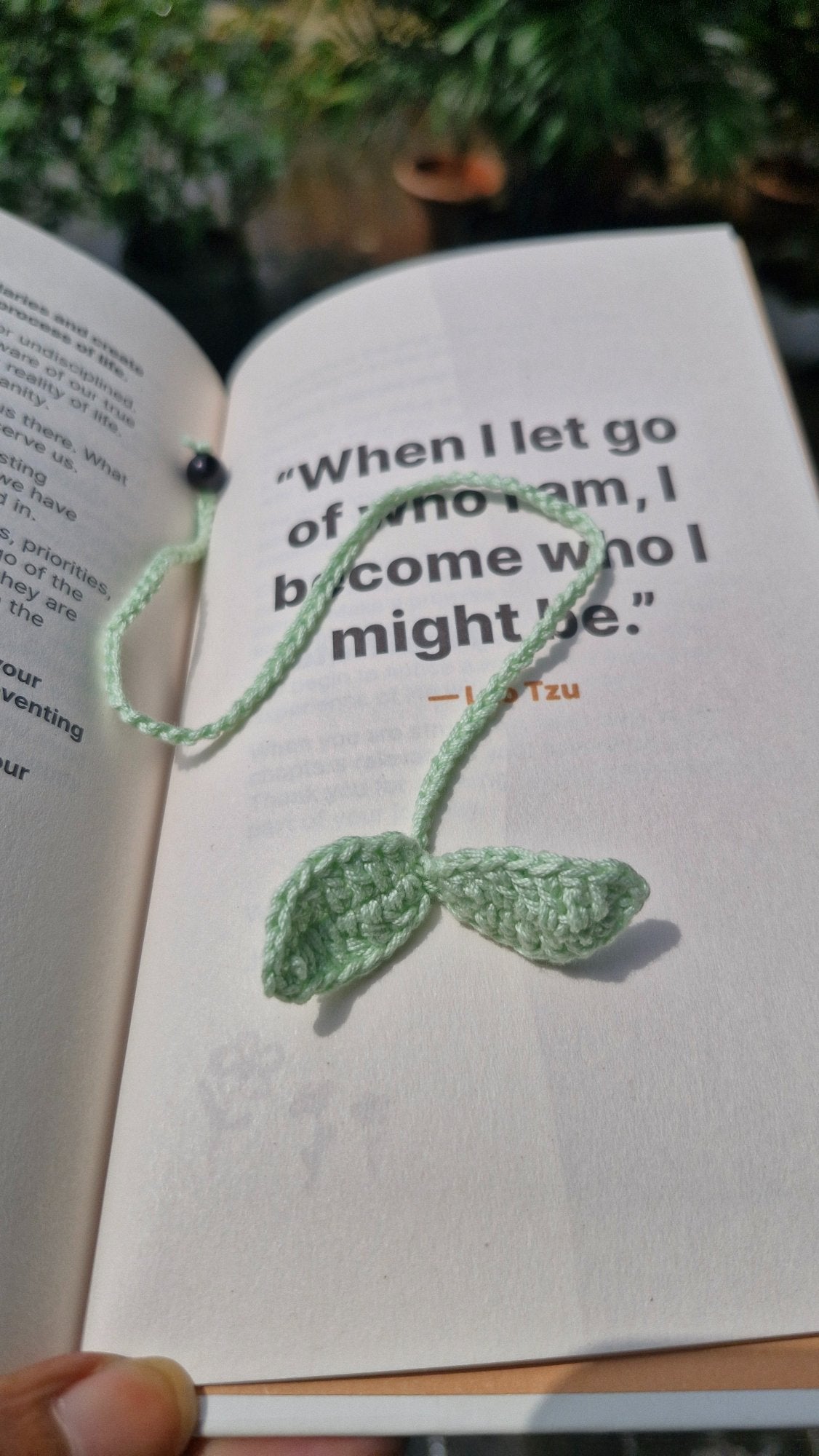 Mint green leaf crochet bookmark