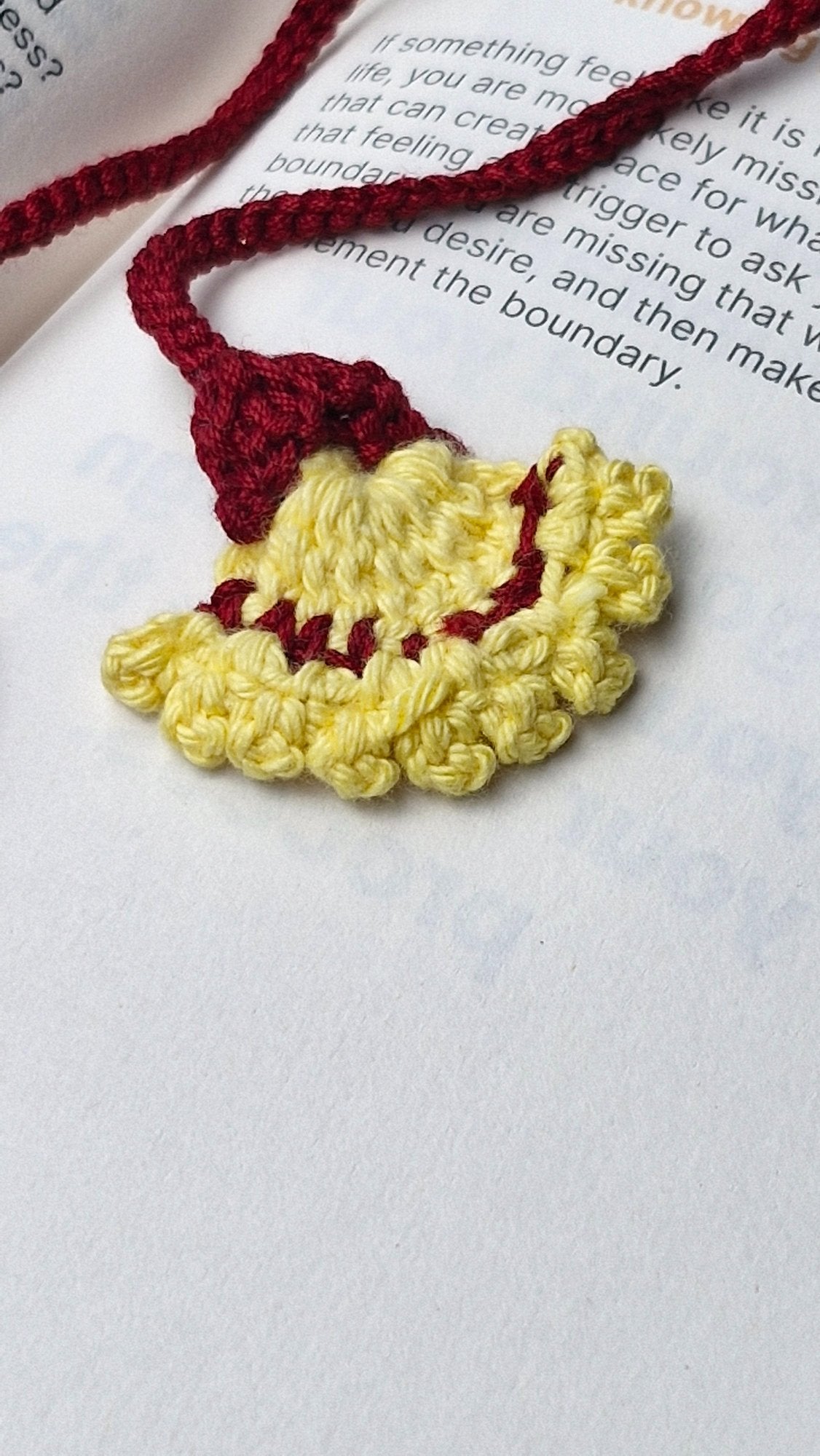 Yellow & red crochet bookmark