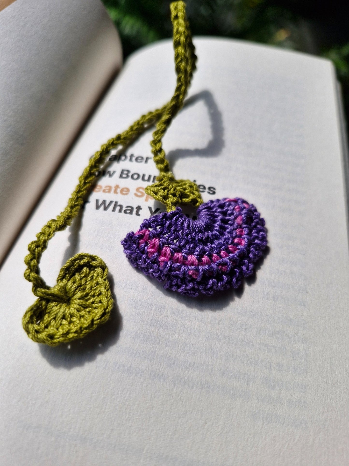 Purple flower crochet bookmark