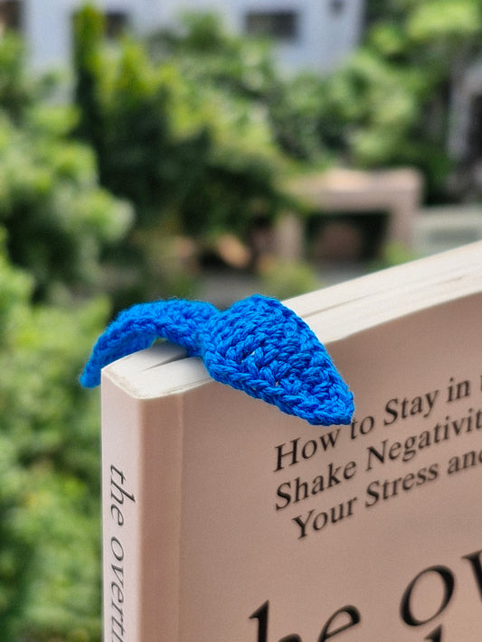 Bright Blue leaf crochet bookmark
