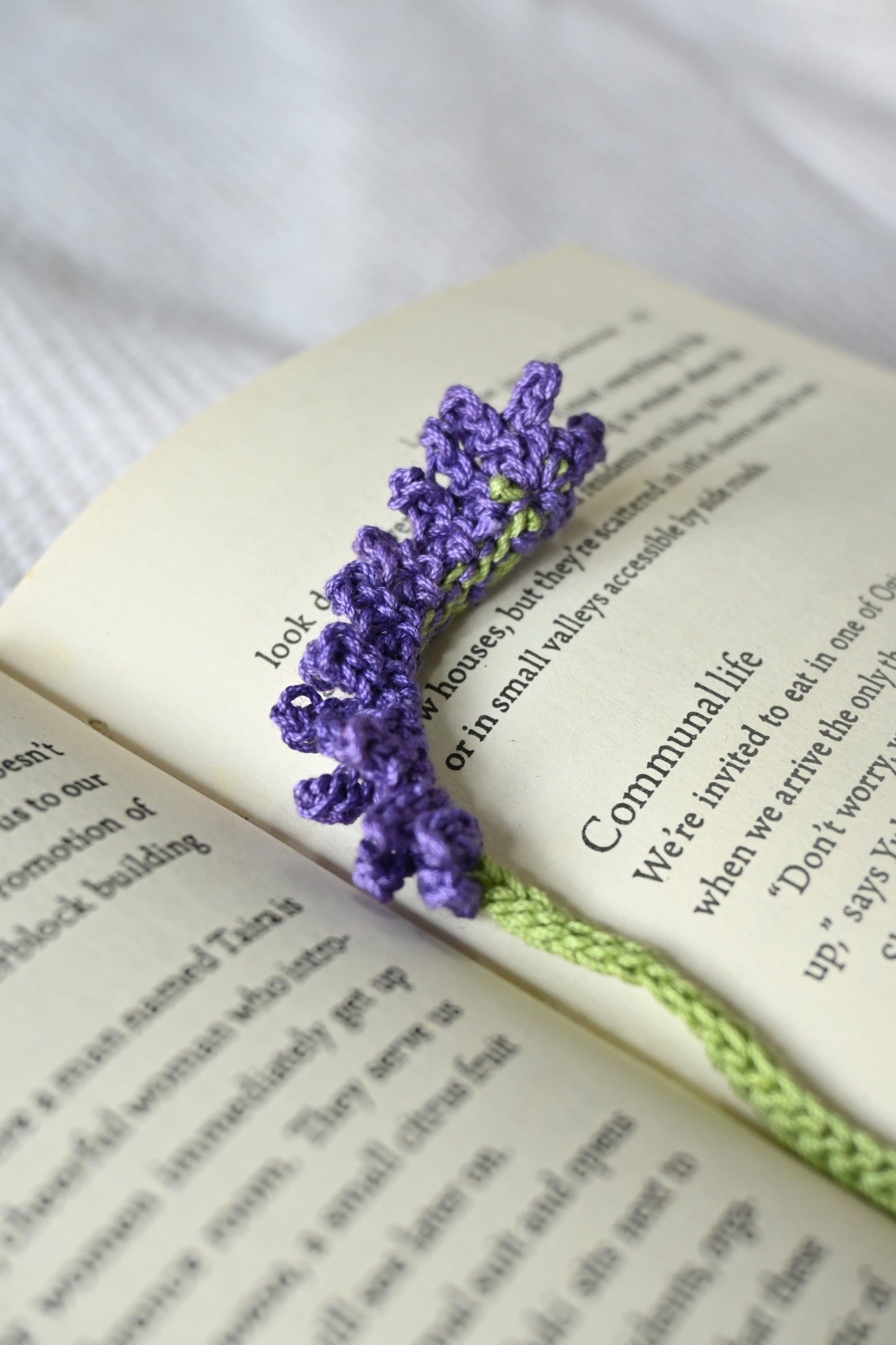 Purple crochet bookmark