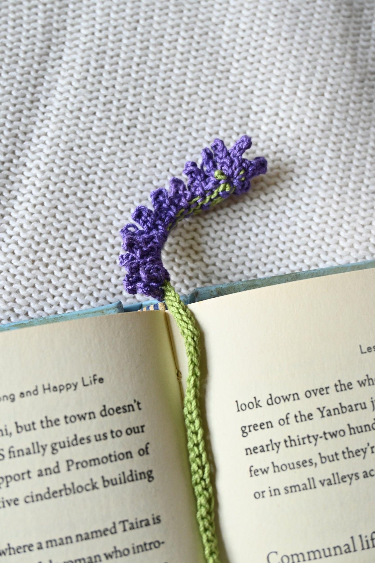 Purple crochet bookmark